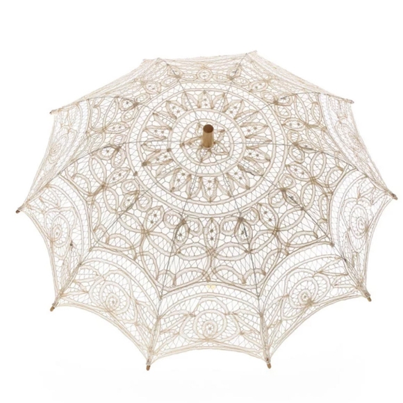 Svetlana Accessories - 26" White or Ivory Crème Lacey Parasol for Wedding or Photoshoot